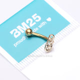 Detail View 3 of Golden Mini Safety Pin Decor Curved Barbell