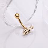 Detail View 1 of Golden Mini Safety Pin Decor Curved Barbell