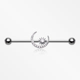 Sparkle Moon and Starburst Industrial Barbell-Clear