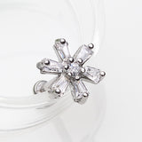 Starburst Flower Sparkle Internally Threaded Steel Micro Labret-Clear