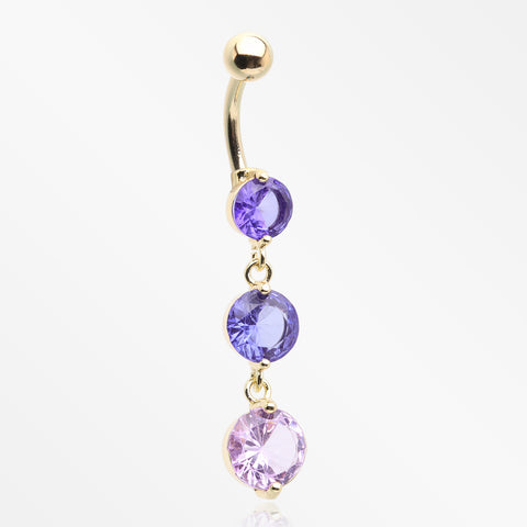 Golden Ombre Sparkle Chandelier Belly Button Ring-Purple