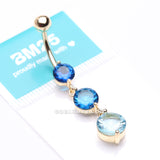 Detail View 4 of Golden Ombre Sparkle Chandelier Belly Button Ring-Blue