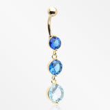 Golden Ombre Sparkle Chandelier Belly Button Ring-Blue