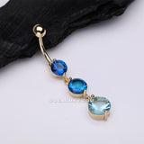 Detail View 2 of Golden Ombre Sparkle Chandelier Belly Button Ring-Blue