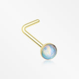 Golden Fire Opal L-Shaped Nose Ring-White
