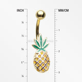 Golden Juicy Sparkle Pineapple Belly Button Ring