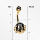 Golden Onyx Stone Orb Shine Skeleton Hand Belly Button Ring
