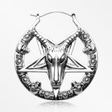 A Pair of Baphomet Evil Goat Plug Hoop Earring-Steel