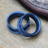 A Pair of Metallic Blue Flexible Silicone Double Flared Tunnel Plug