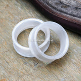 A Pair of Metallic Pearl Flexible Silicone Double Flared Tunnel Plug
