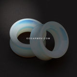 A Pair of Opalite Stone Double Flared Eyelet Plug-Clear/White