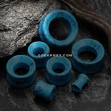 A Pair of Turquoise Stone Double Flared Eyelet Plug-Blue/Aqua