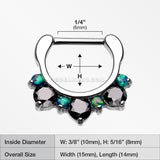 Fire Opal Multi Gem Sparkle Deuce Septum Clicker-Black