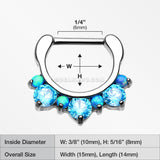 Fire Opal Multi Gem Sparkle Deuce Septum Clicker-Blue