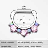 Fire Opal Multi Gem Sparkle Deuce Septum Clicker-Pink