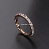 Rose Gold Brilliant Sparkle Gems Lined Clicker Hoop Ring-Clear