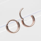 Rose Gold Triple Stack Hinged Steel Segment Clicker Ring