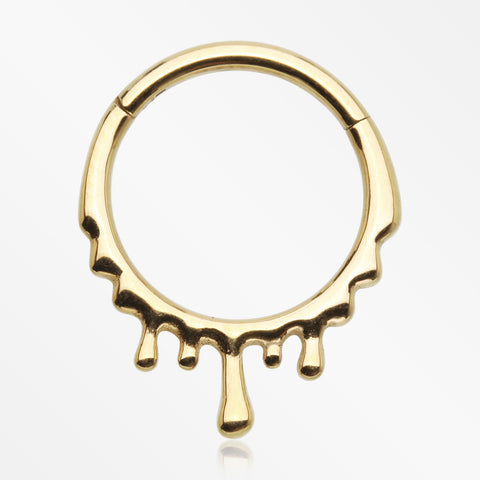 Golden Dripping Ooze Clicker Hoop Ring