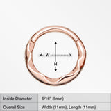 Rose Gold Classic Hammered Wave Seamless Clicker Hoop Ring