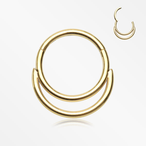 Golden Classic Double Loop Accent Clicker Hoop Ring