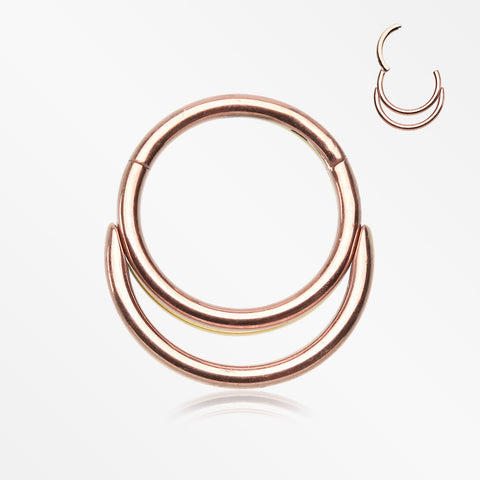 Rose Gold Classic Double Loop Accent Clicker Hoop Ring