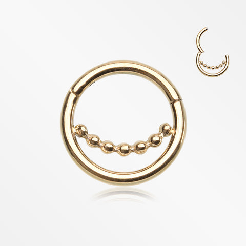 Golden Bali Beads Accent Clicker Hoop Ring