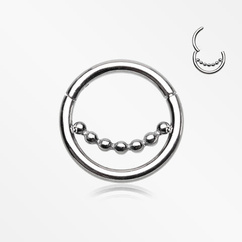 Bali Beads Accent Clicker Hoop Ring