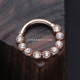 Rose Gold Bubble Glam Sparkles Seamless Clicker Hoop Ring-Clear