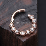 Rose Gold Bubble Glam Sparkles Seamless Clicker Hoop Ring-Clear