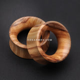 A Pair of Olive Wood Organic Double Flared Tunnel Plug-Orange/Brown
