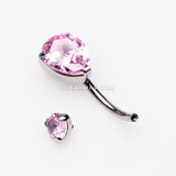 Detail View 3 of Implant Grade Titanium Internally Threaded Teardrop Prong Set Belly Button Ring-Pink